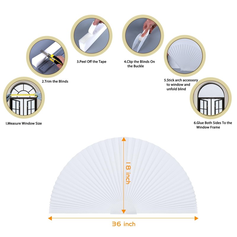 Arch Window Shade Curtains Half Circle Moon Pleated Fabric Blinds Semi Circle... gallery