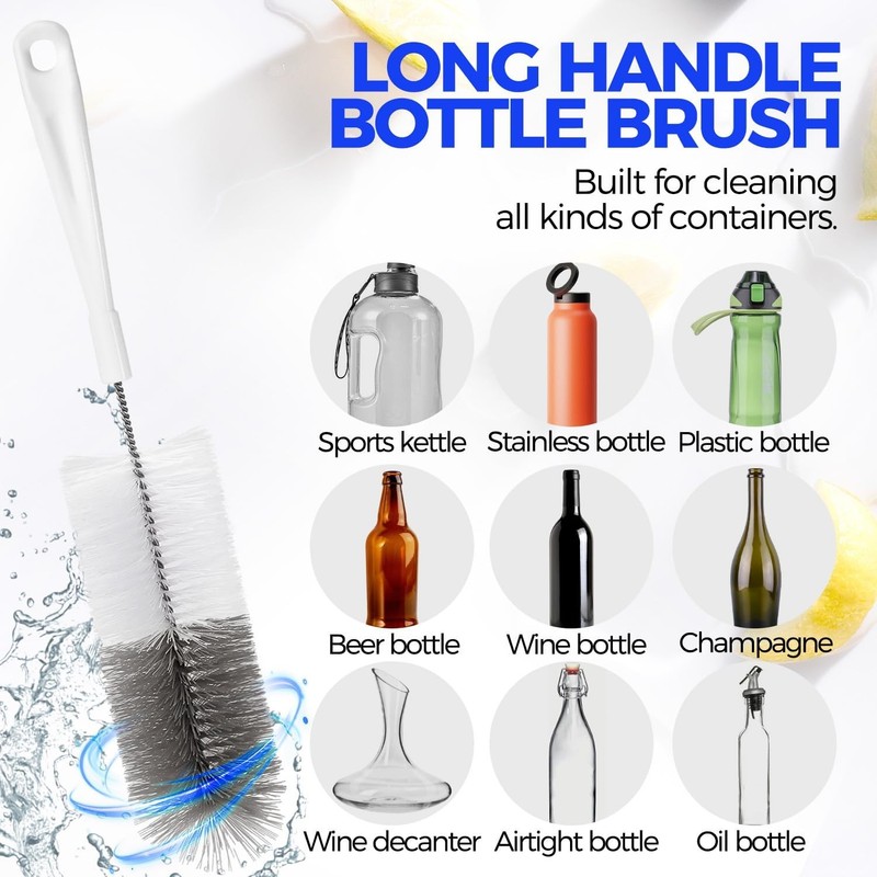10 Pack Bottle Cleaning Brush Set, 15" Long Bottle Brushes with Straw Cleaners gallery