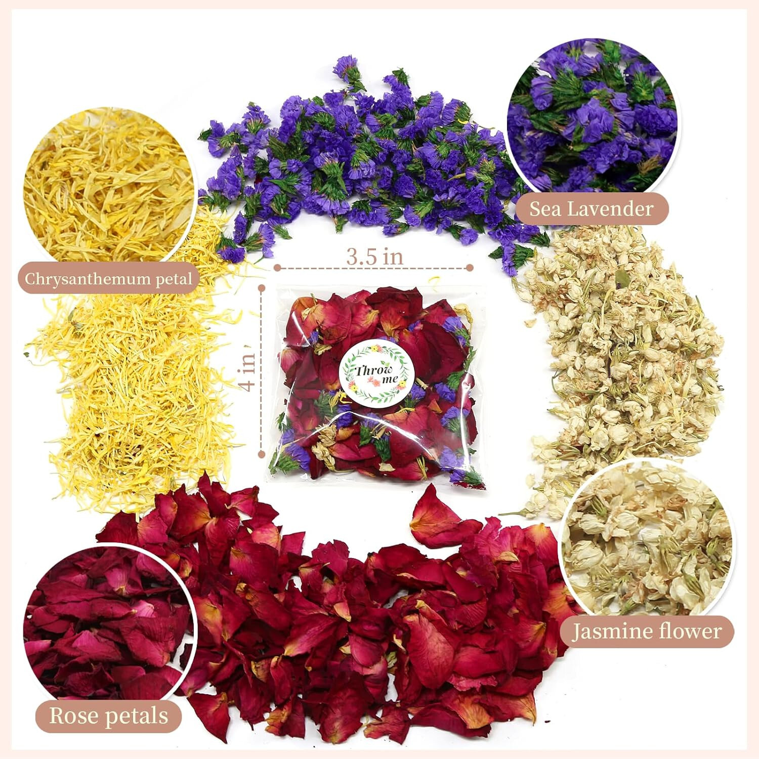 52 Pack Mix Biodegradable Confetti, Real Rose Petals for Weddings Dried Flower gallery