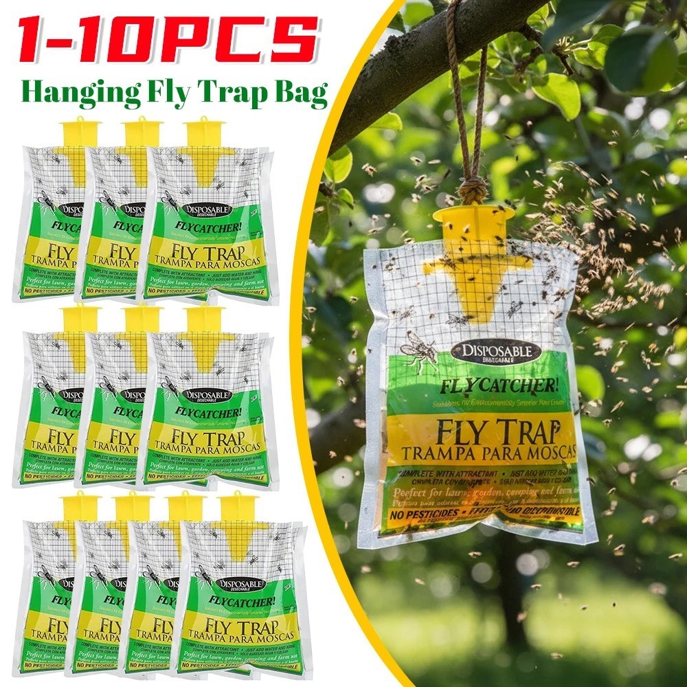 NEW 10 pack Outdoor Fly Traps Disposable Hanging Outdoor Mosquito Catcher Bag. gallery