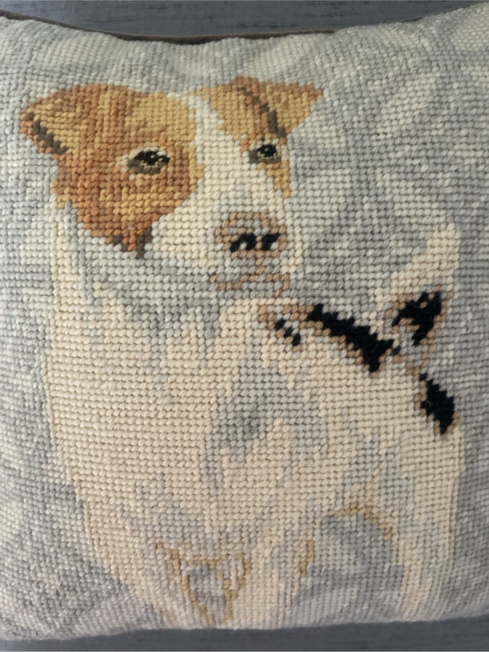 Needlepoint Pillow, Jack Russel Parsons Terrier, 11" gallery