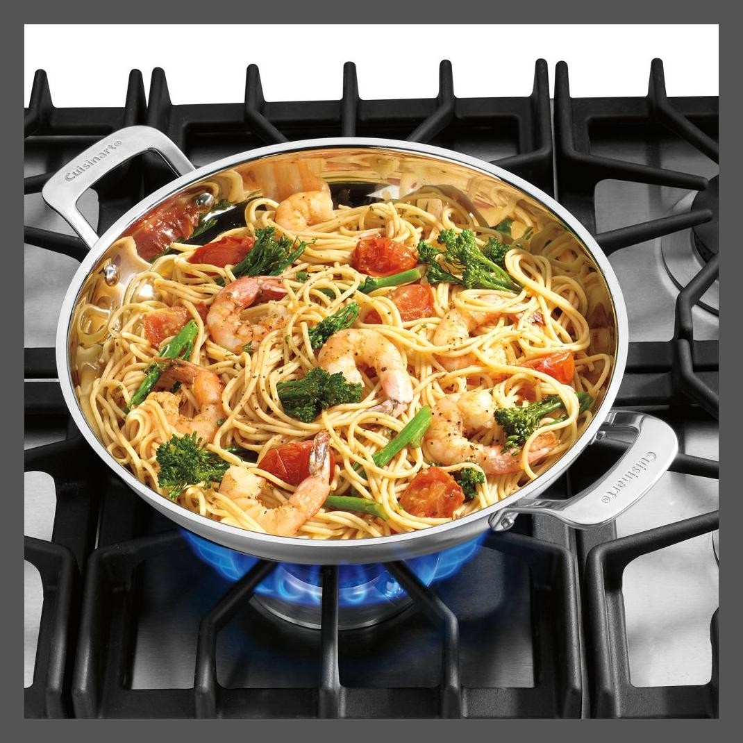 Cuisinart 2PC Stainless Steel Everyday Pan Set 500F 3.53QT 12" Cover Oven gallery