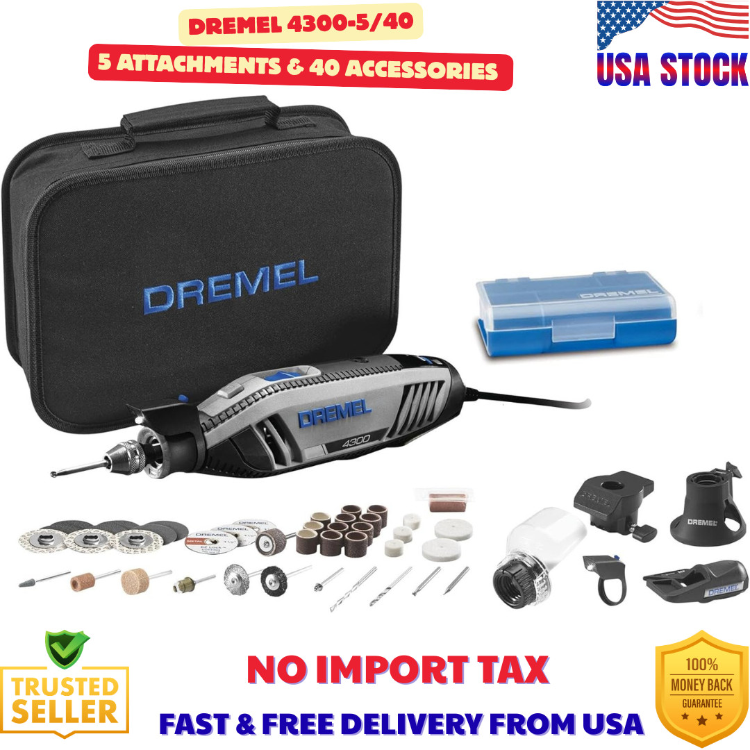 Dremel 4300-5/40 Rotary Tool Kit w/LED, 5 Attachments & 40 Accessories gallery