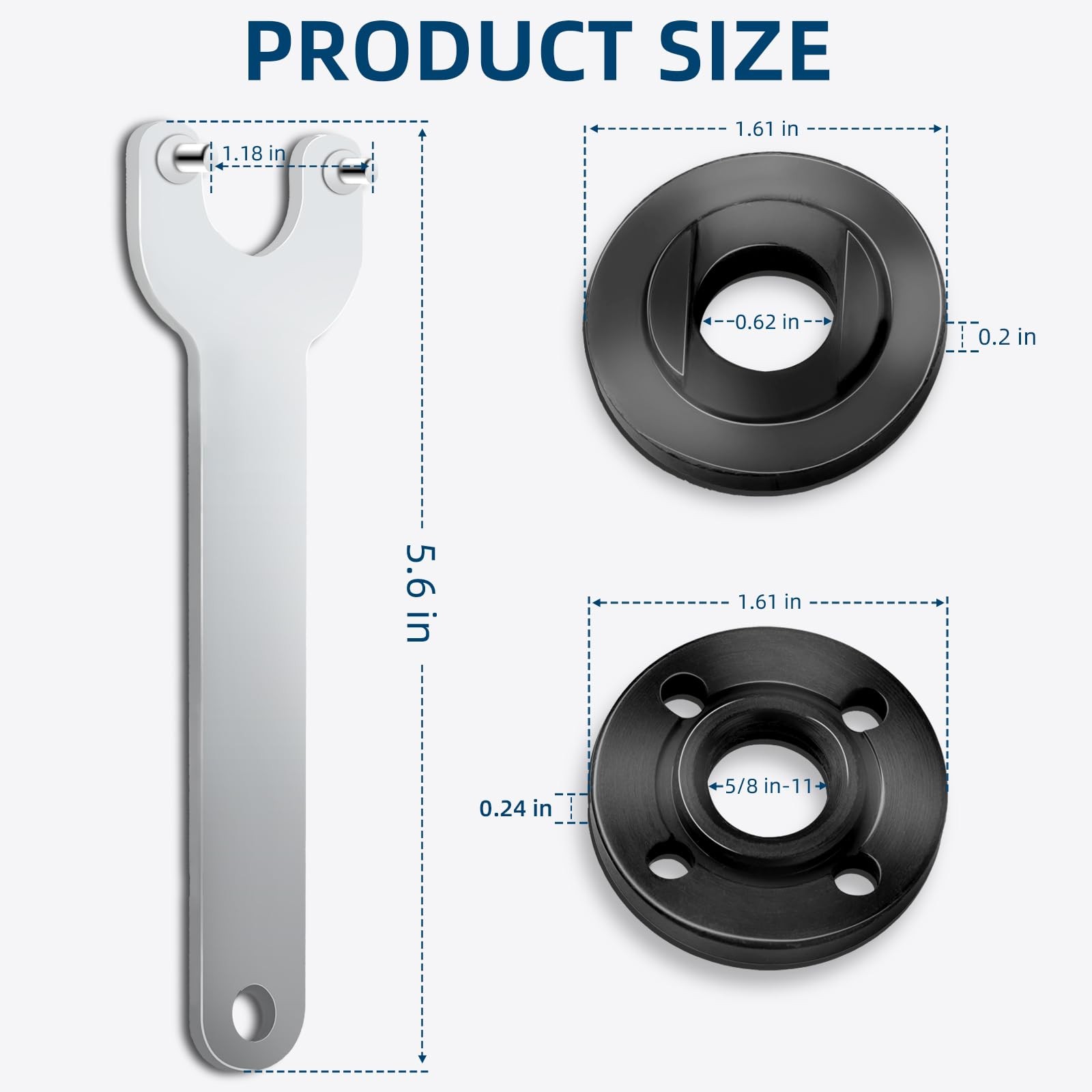 7PCS Angle Grinder Nut ＆ Angle Grinder Wrench Set， Premium 5/8-11 Flange Meta... gallery
