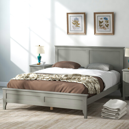 Solid Wood Platform Bed Frames with Headboard & Footboard Full/Queen/King Size gallery