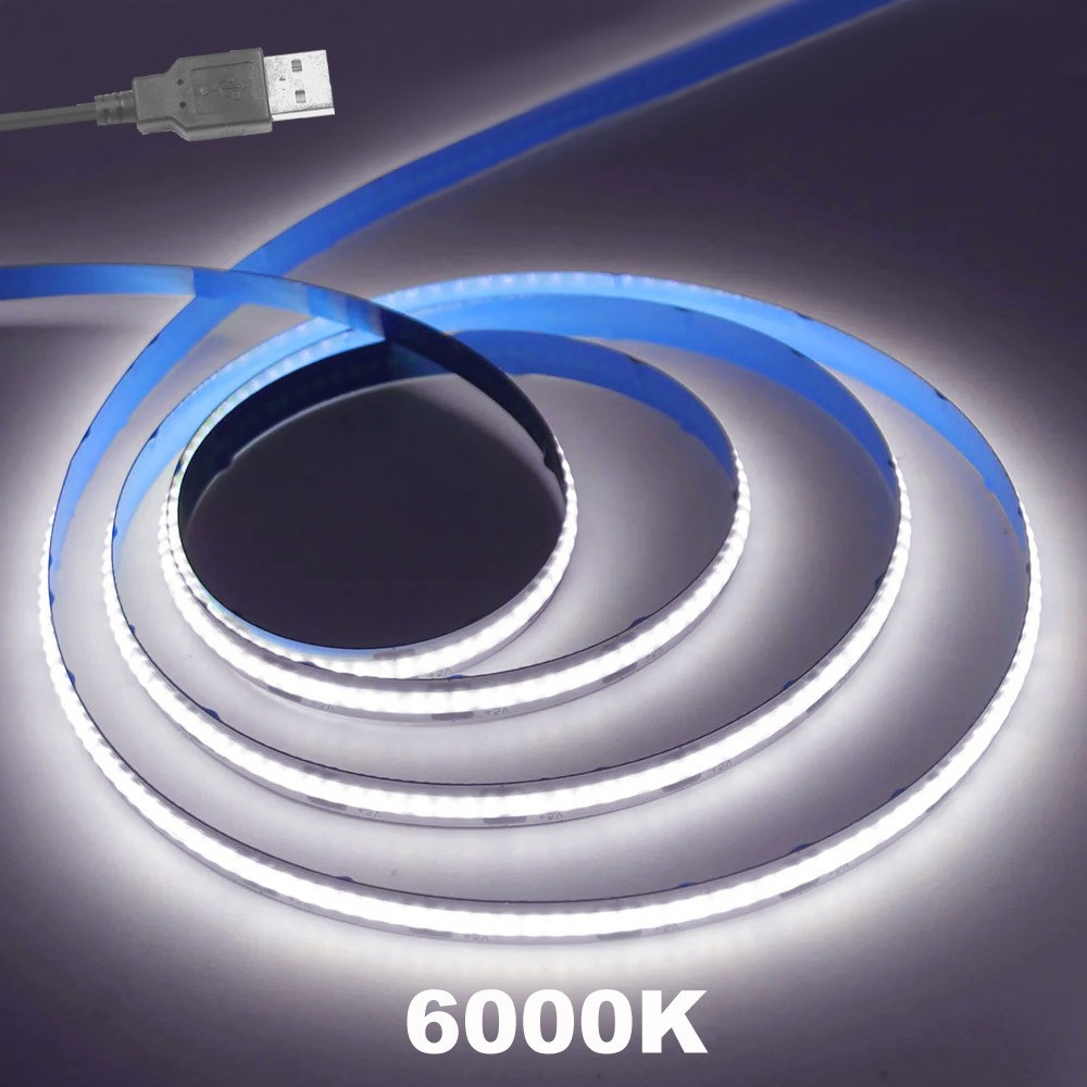 USB 5V COB LED Strip 3/5/8mm Tape Light Bedroom Kitchen Under Cabinet Home Decor gallery