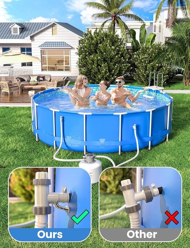 Durable 1.25" Pool Hose Adapter Set with Plunger Valves for Easy Installation gallery