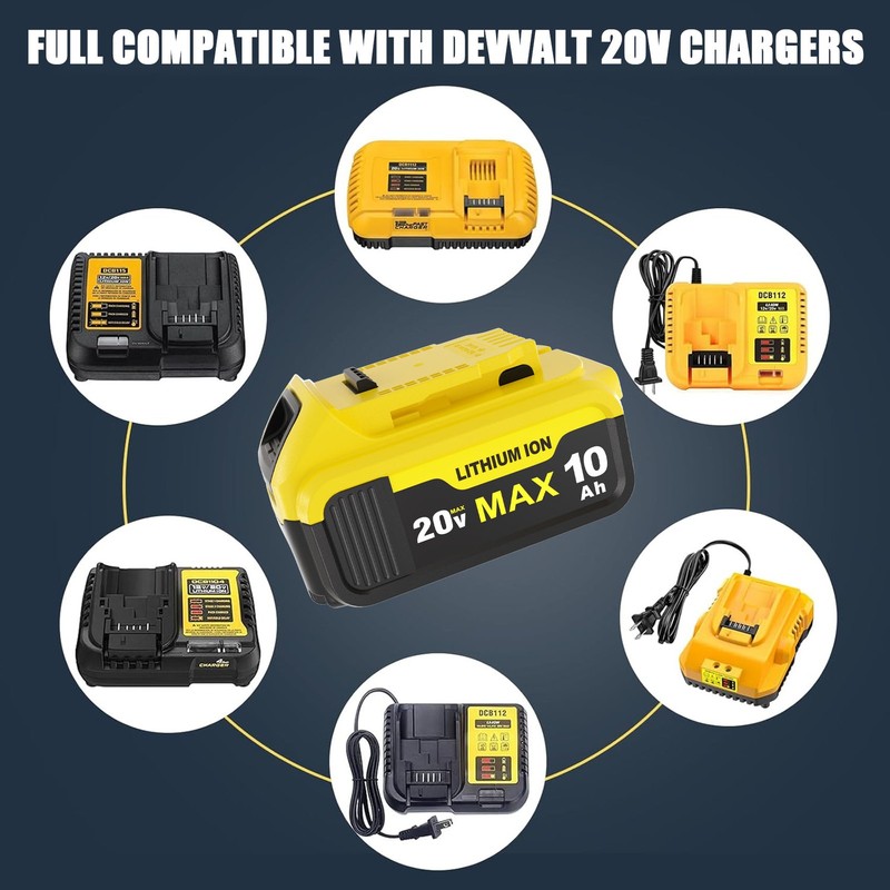 2 Pack 100Ah For DeWalt 20V 20 Volt Max XR Lithium Ion Battery DCB206 DCB204 gallery