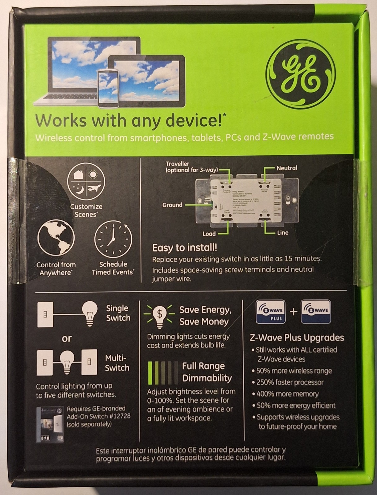 GE Z-Wave Plus In-Wall Smart Dimmer Switch App Control White ZW3004 gallery