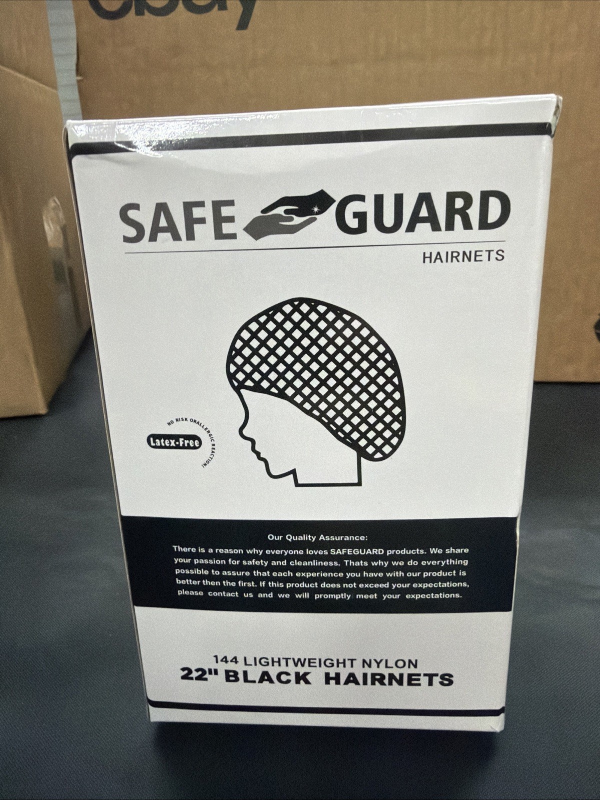 Safe Guard 22" Black Lightweight Latex Free Nylon Hairnets 144 Count -H4 gallery