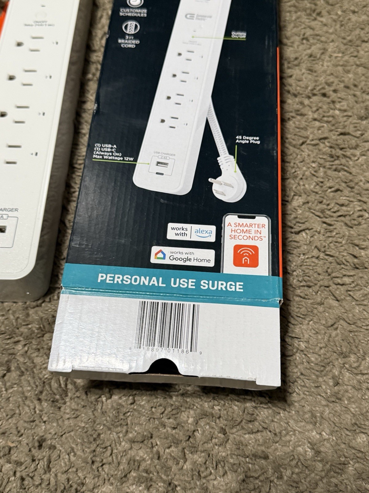 Commercial Electric 3 ft. 4-Outlet White Surge Protector Smart with USB Hubspace gallery