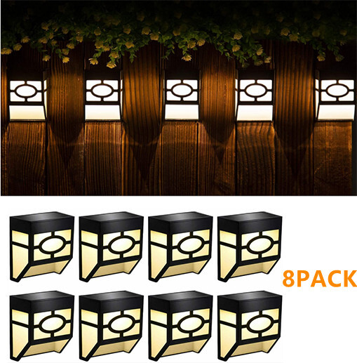 8 Pack LED Solar Fence Deck Lights Outdoor Waterproof for Garden Patio Step Yard gallery