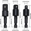 Socket Adapter Set Hex Shank to 1/4" 3/8" 1/2" Impact Driver Drill 3 Pcs Size gallery