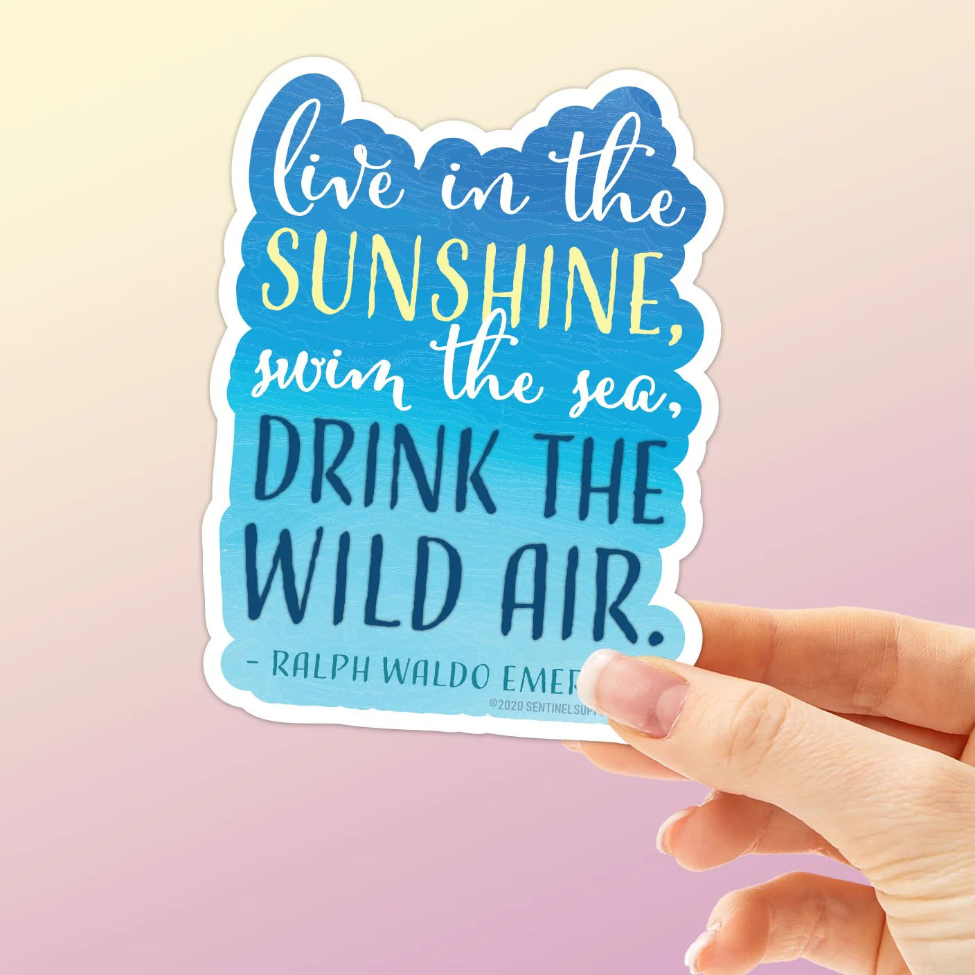 Emerson Quote Sticker - Blue Die Cut gallery