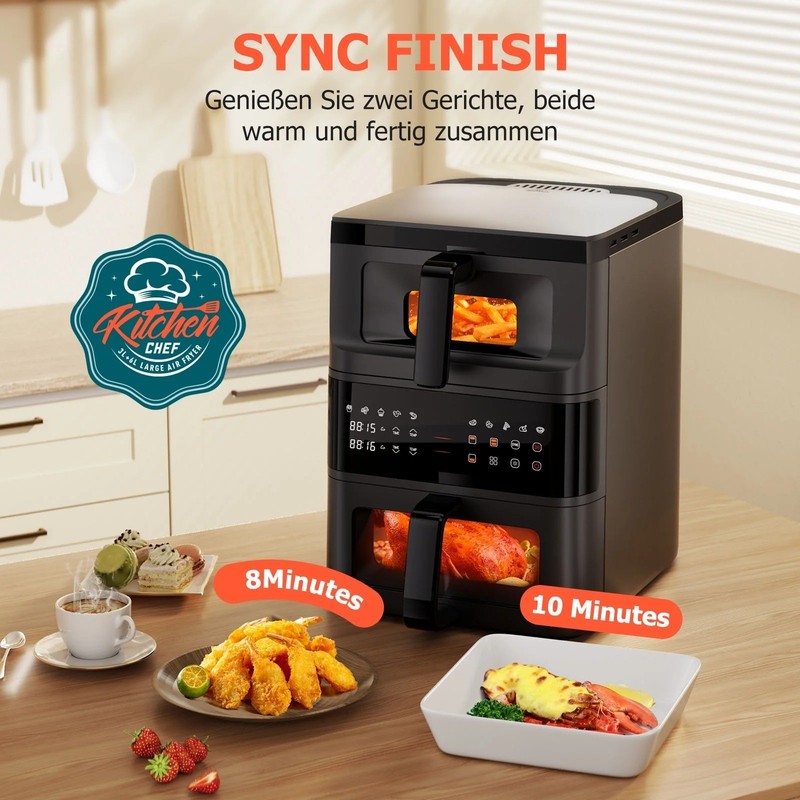 Double Stack Air Fryer Dual Basket Vertical Cooker w/ Window & Touch Screen New gallery