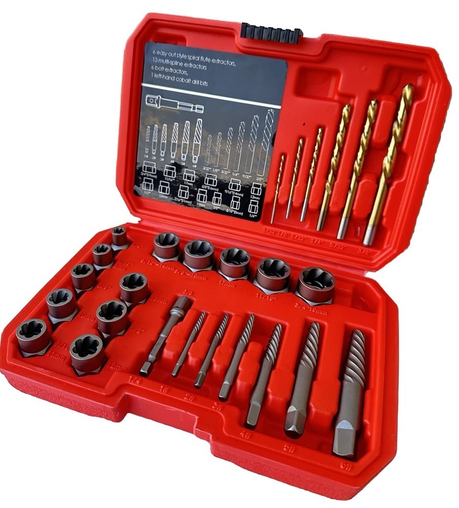 26pc Screws Bolt Extractor Set W/Reverse Drill Bit Kit Lug Nut Extraction EZ Out gallery