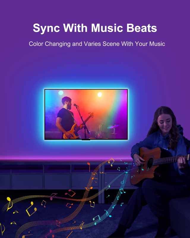 Color Changing Bluetooth LED Lights for TV, Smart App Control with 20ft Strip... gallery