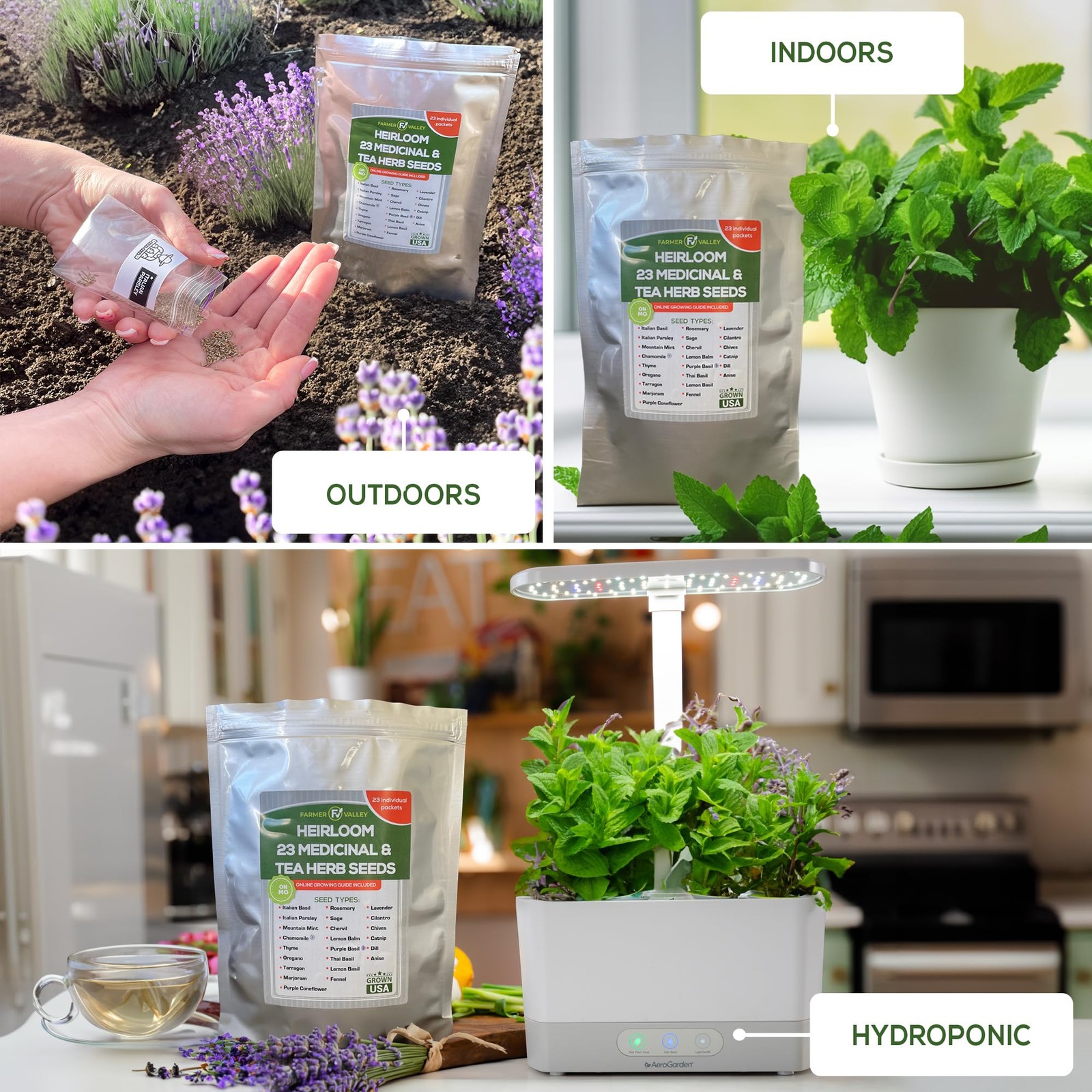 Most Popular Heirloom Non GMO Tea and Herb Seeds for Planting Indoor and Outd... gallery