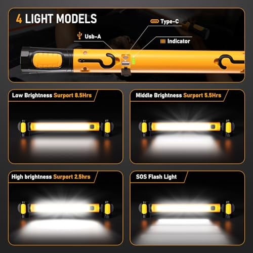 Work Light for Mechanic,LED Work Lights,5400mAh Rechargeable 3200LM Yellow gallery