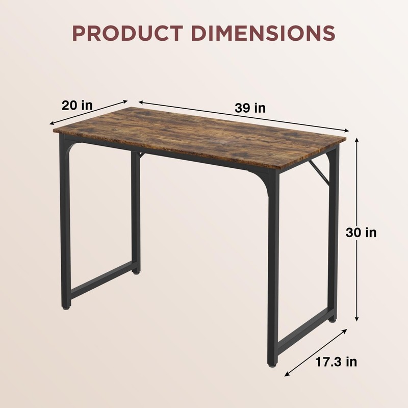 Compact & Elegant 39 Inch Computer Desk for Home Office - Adjustable Feet Design gallery