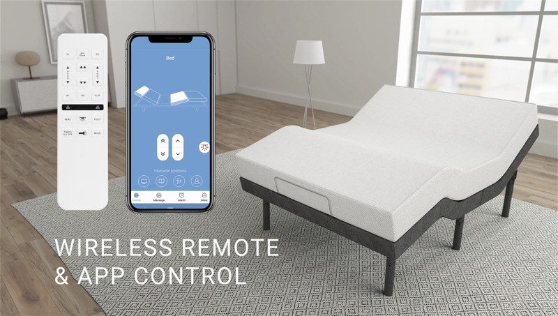 Smart Adjustable Dual Massaging Bed Frame with 12" Mattress, USB, Remote-Twin XL gallery