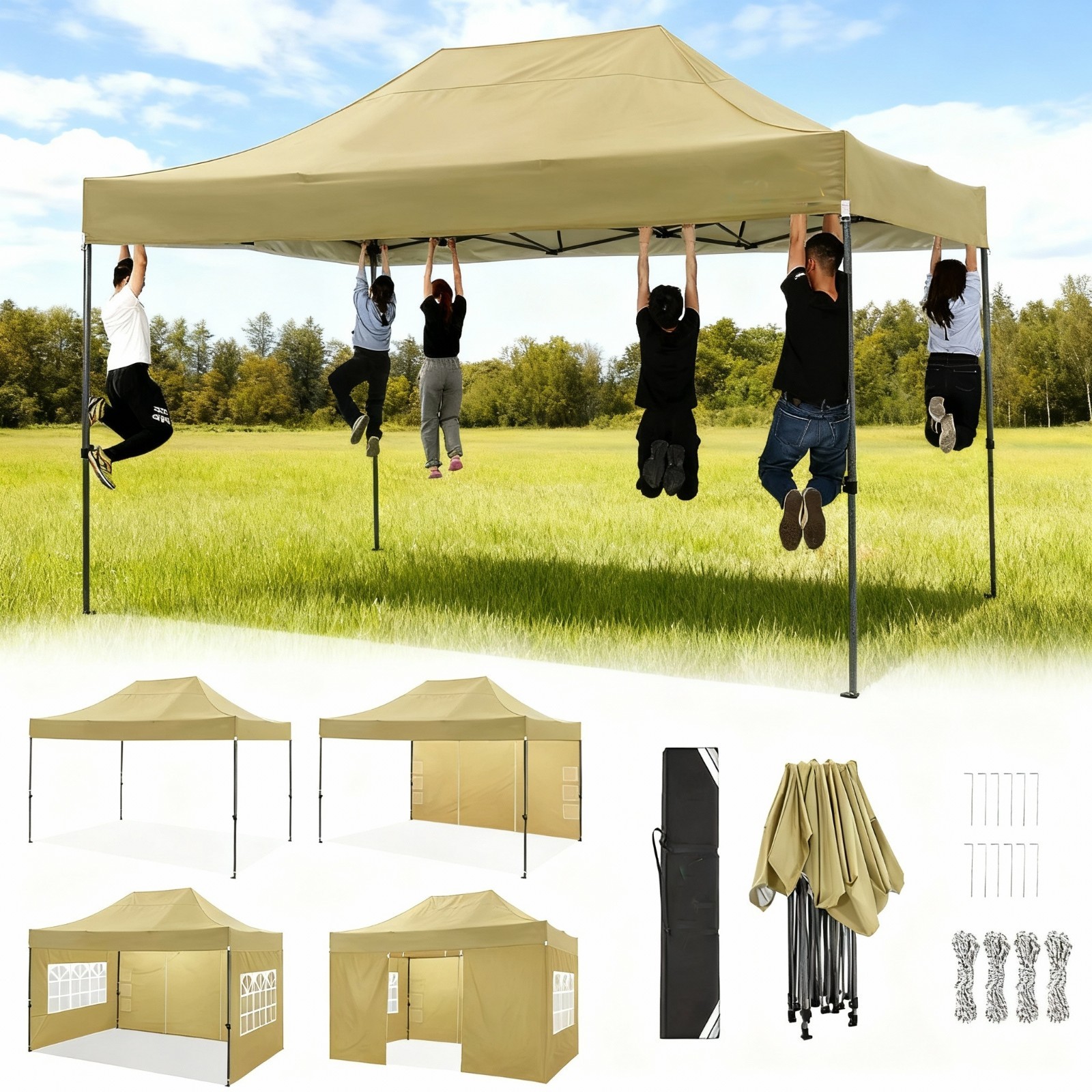 10x15 Heavy Duty Pop up Canopy Tent Commercial Instant Gazebo with 4 Sidewalls gallery