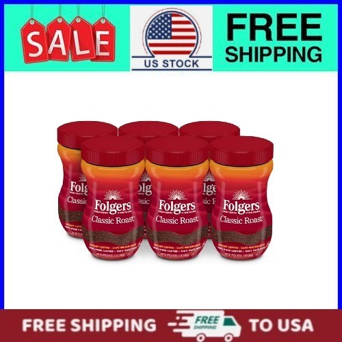 (6 pack) Folgers Classic Roast Instant Coffee, 12 oz Jar gallery