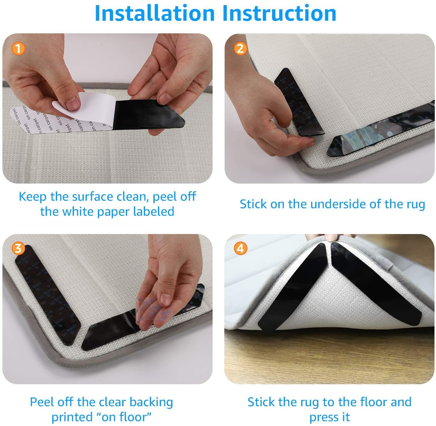 8PCS Carpet Mat Grippers Non Slip Rubber Rug Sticker Skid Tape Reusable Adhesive gallery