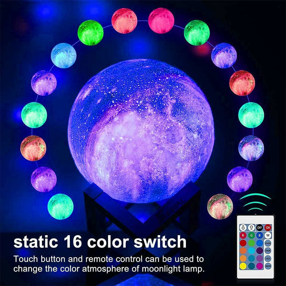 3D Printing Galaxy Lamp Moonlight USB LED Night Lunar Light Touch Color Changing gallery