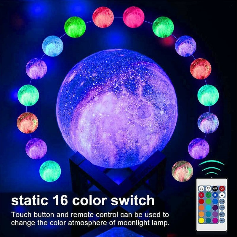 3D Printing Galaxy Lamp Moonlight USB LED Night Lunar Light Touch Color Changing gallery