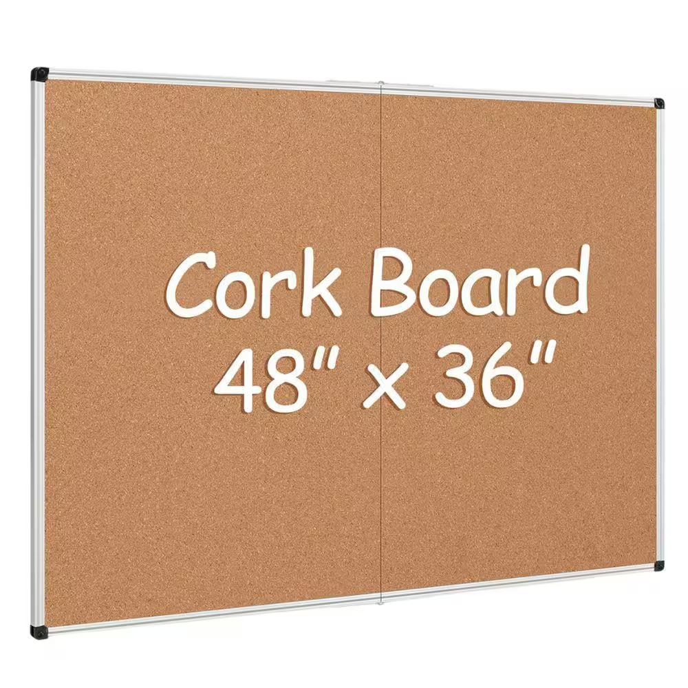36 X 48 In. Foldable Cork Bulletin Board Large Wall Mounted Notice Pin Board wit gallery