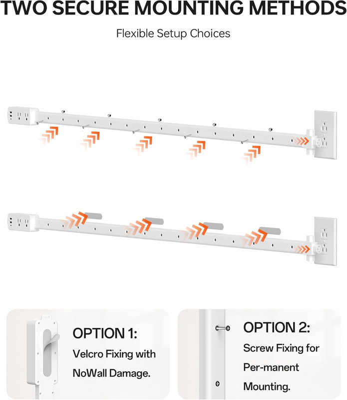 Electrical Outlet Extender with Adjustable Sticks 8"-56", 4-Way Flat Plug for Di gallery