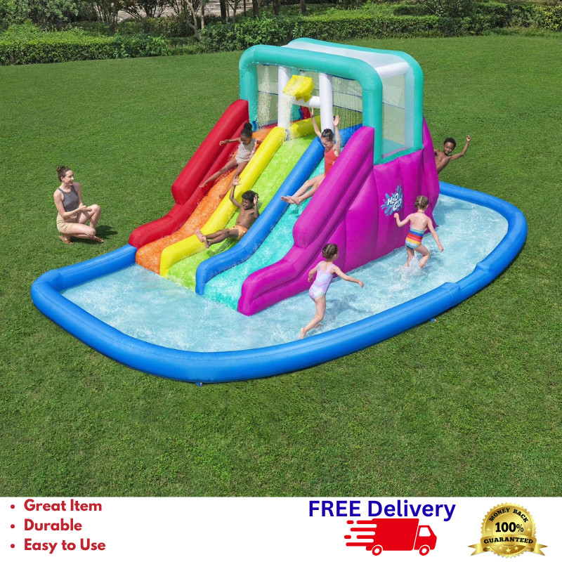 H2OGO! Triple Splash 8.9FT Inflatable Water Park Slide Pool with Blower New gallery