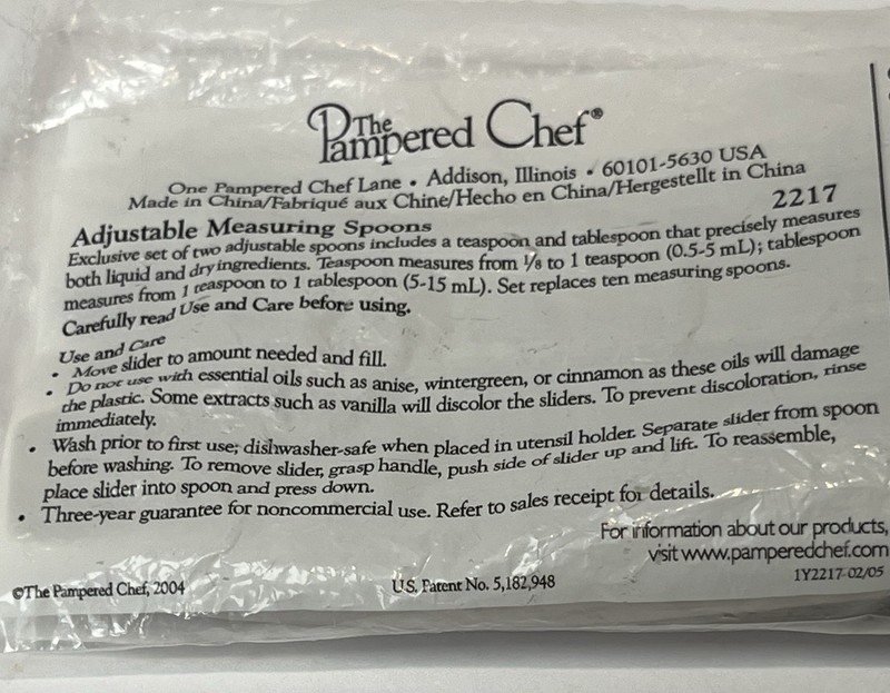 PAMPERED CHEF Adjustable Measuring Spoon Set of 2 #2217 Sliding Spoons NEW gallery