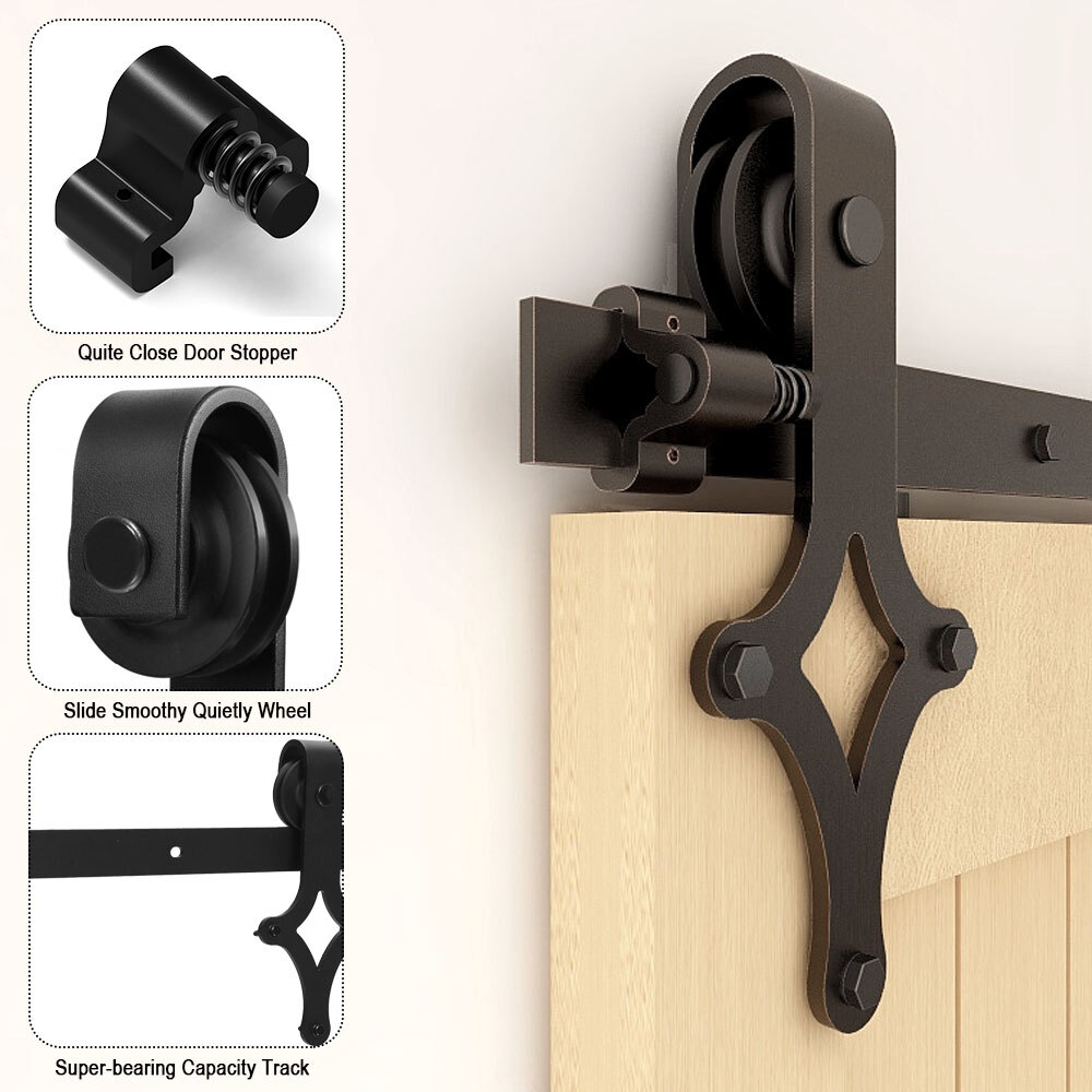 4FT-20FT Sliding Barn Door Hardware Kit for Single/Double/Bypass Rhombus Roller gallery