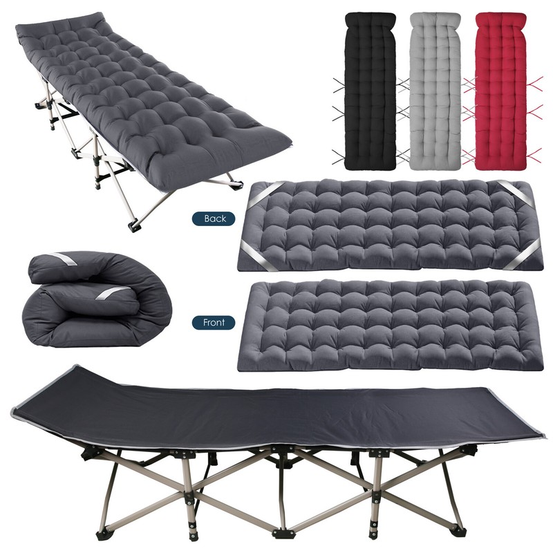 Portable Camping Cot with Mattress Foldable Padded Sleeping Cots Indoor Outdoor gallery