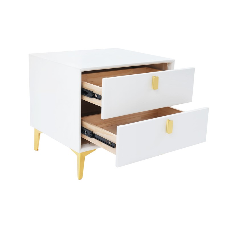 White Bedside Table, Storage Cabinet for the Bedroom, Side Table with 2-drawers gallery
