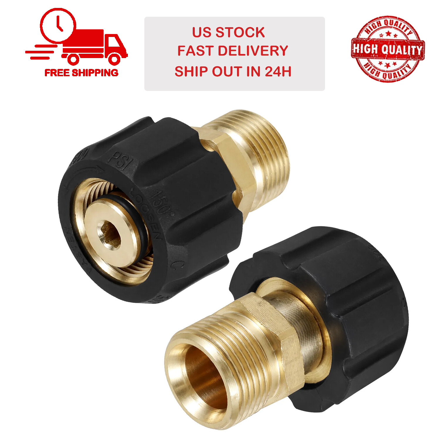 2PACK High Pressure Washer Brass Adaptor: M22 Female to M22 Male 15mm to 14mm gallery