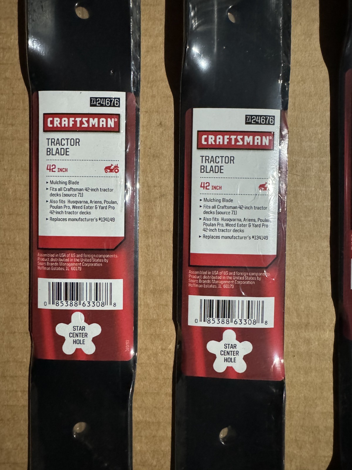 4 OEM CRAFTSMAN 42" LAWN MOWER DECK MULCH BLADES 134149 422719 138971 5 STAR MNT gallery