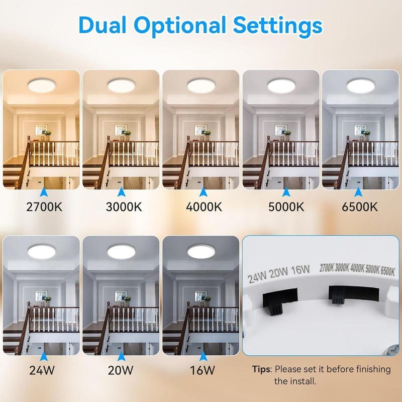 2Pack LED Flush Mount Ceiling Light 24W Ultra Thin Round White 3000k 4000k 6500k gallery