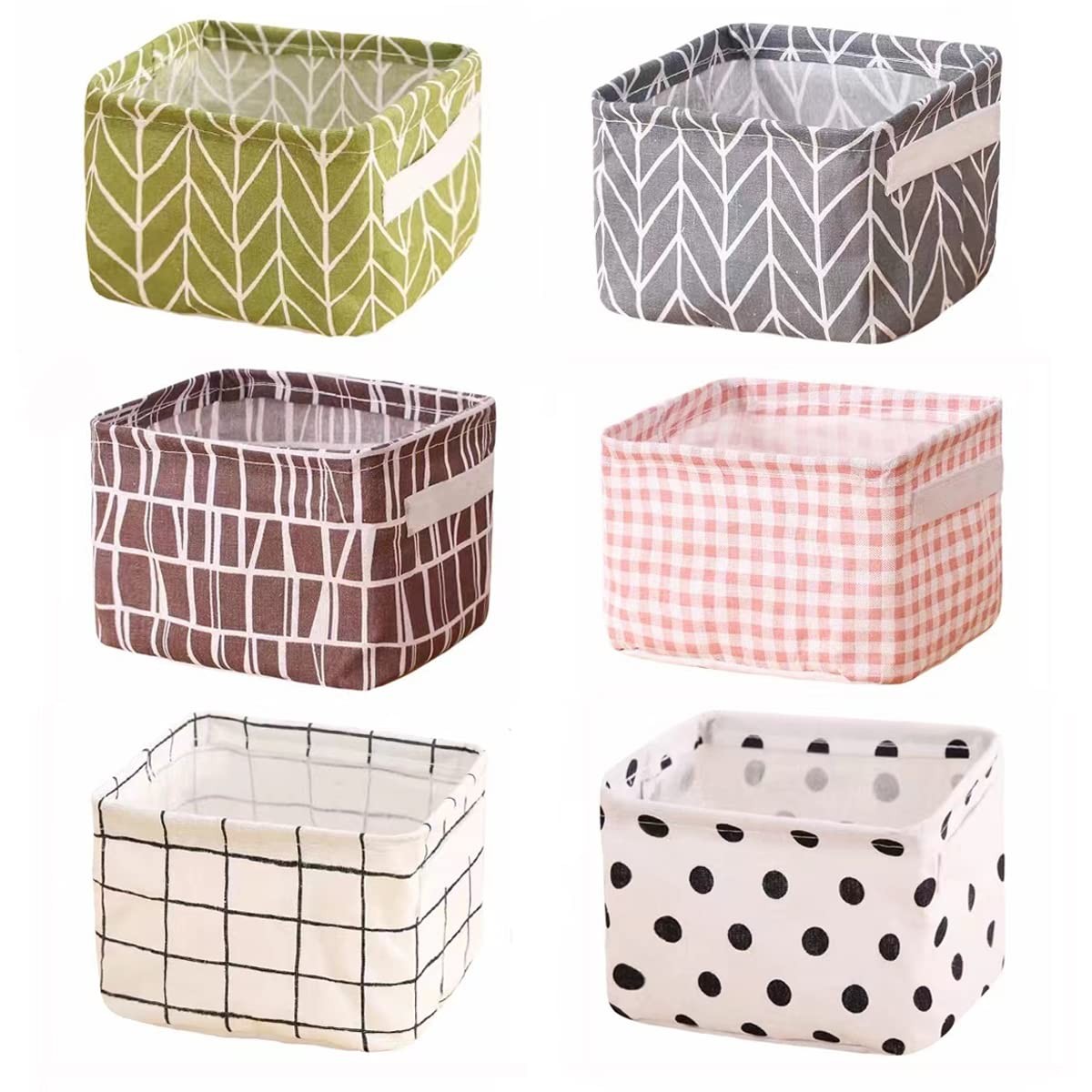 Foldable Storage Basket -Set of 6 Small Collapsible Canvas Containers Organizers gallery