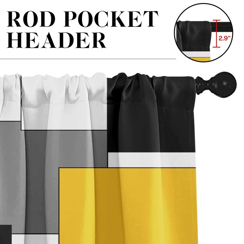Yellow Kitchen Window Curtains Valance And Tier Set Black Grey White Modern Rod gallery