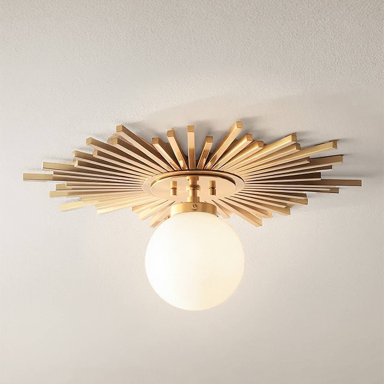 Hazel Modern Ceiling Light Semi Flush Mount Fixture 24" Warm Brass White Shade gallery
