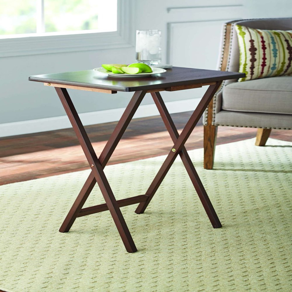 (2-Pack) Folding TV Tray Table Set in Walnut 19 X 15 X 26 Inch gallery