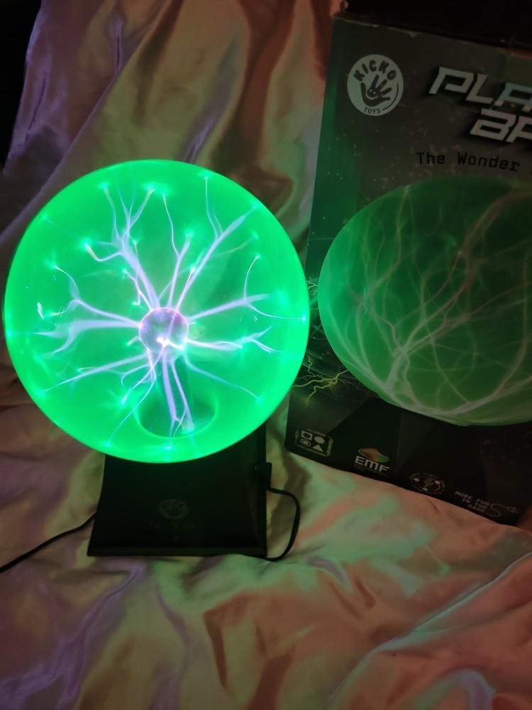 7” Green Plasma Ball Touch Sensitive Nebula Thunder Lightning Plug-In Green
