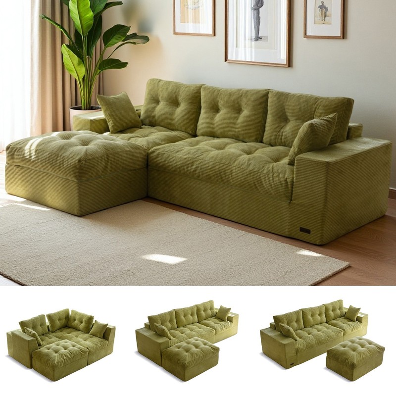 MAXYOYO 104"Modular Sectional Cloud Couch with Ottoman,Oversized Boneless Couch gallery