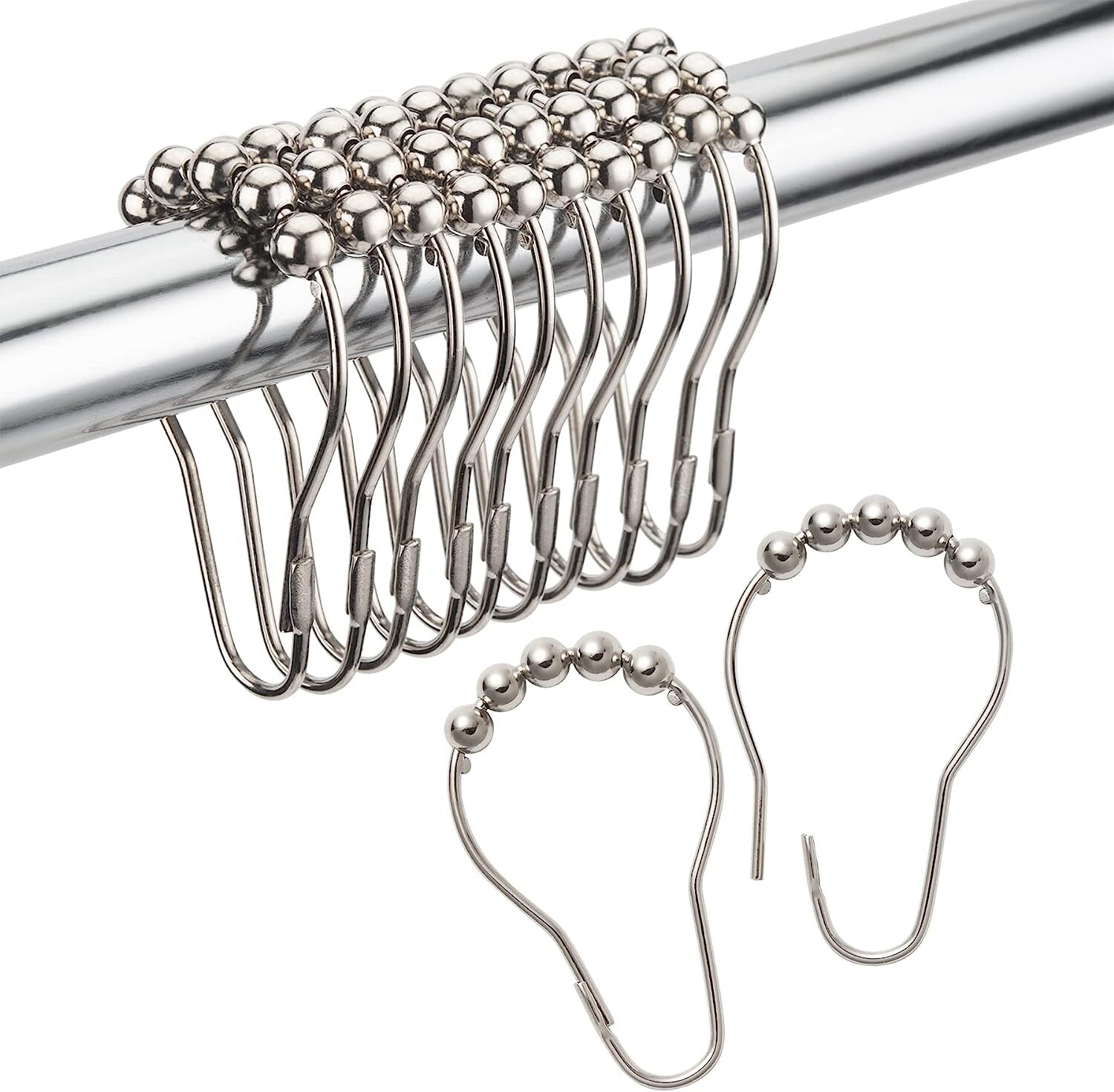 NEW HIGH QUALITY 14PC SET BATHROOM RUG MAT FABRIC SHOWER CURTAIN HOOKS ASSORTED gallery