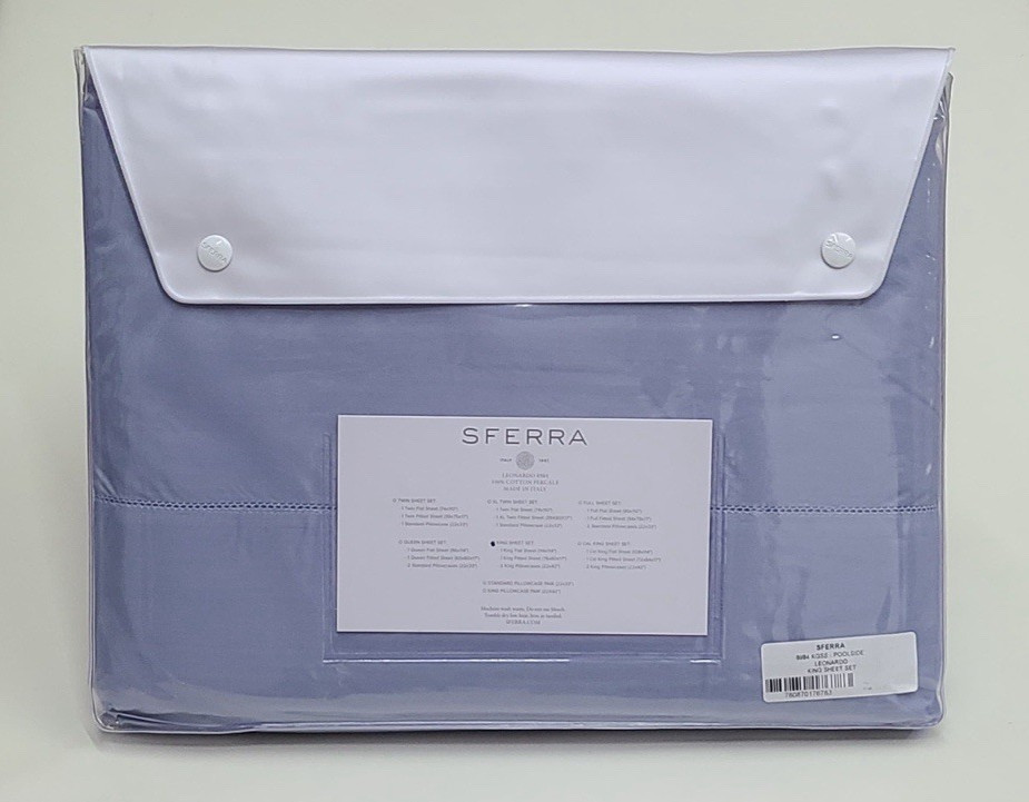 Sferra Leonardo King Sheet Set Pool Side Luxury Cotton Percale gallery