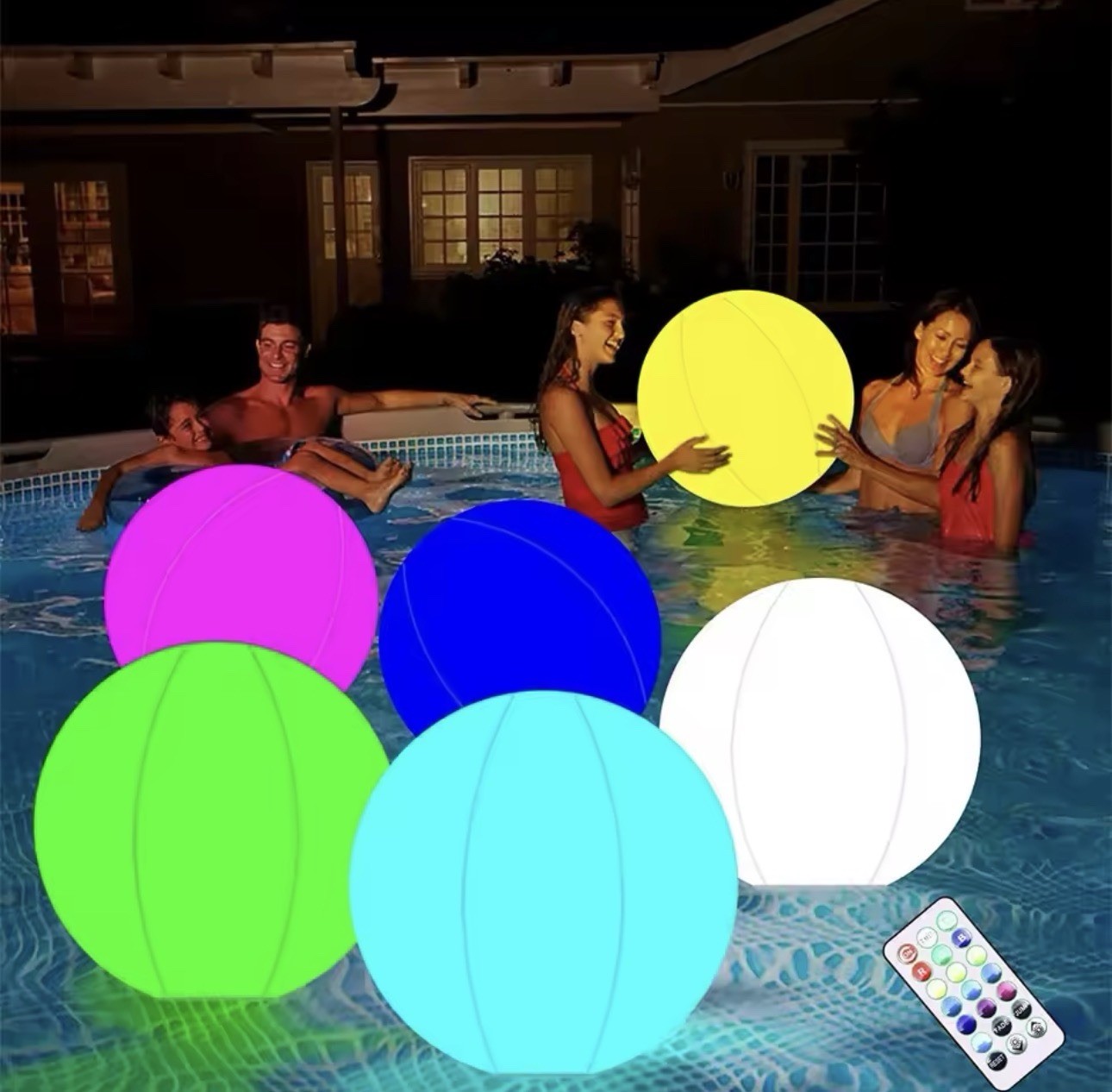 6 PACK LED Inflatable Pool Floating Balls Glow Waterproof Beach Party Lights gallery