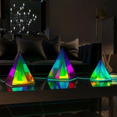 Modern Table Lamp ‘Pyramid’ , Innovative Colorful Transparent LED Desk Light